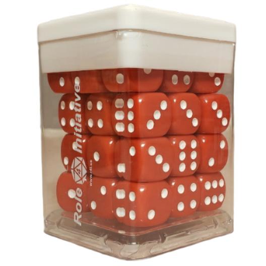 Opaque Red w/ White Ink - Set of 36d6 pips 14mm Dice