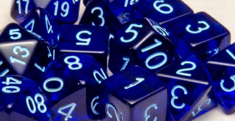 Dice trans blue w/ lt blue cluster