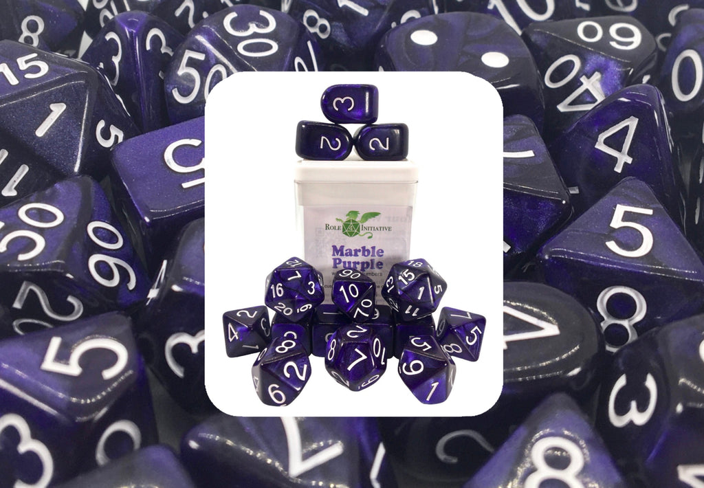 Marble Purple Dice - Set of 15 w/ Arch'd4