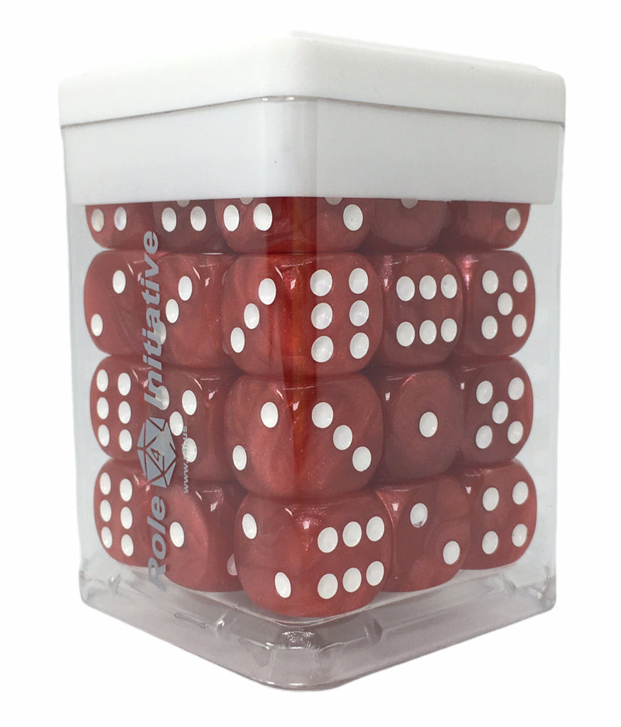 Marble Red Dice - Set of 36d6 pips 14mm