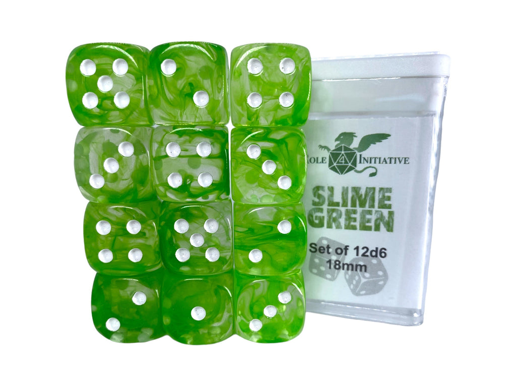 Diffusion Slime Green - Set of 12d6 pips 18mm