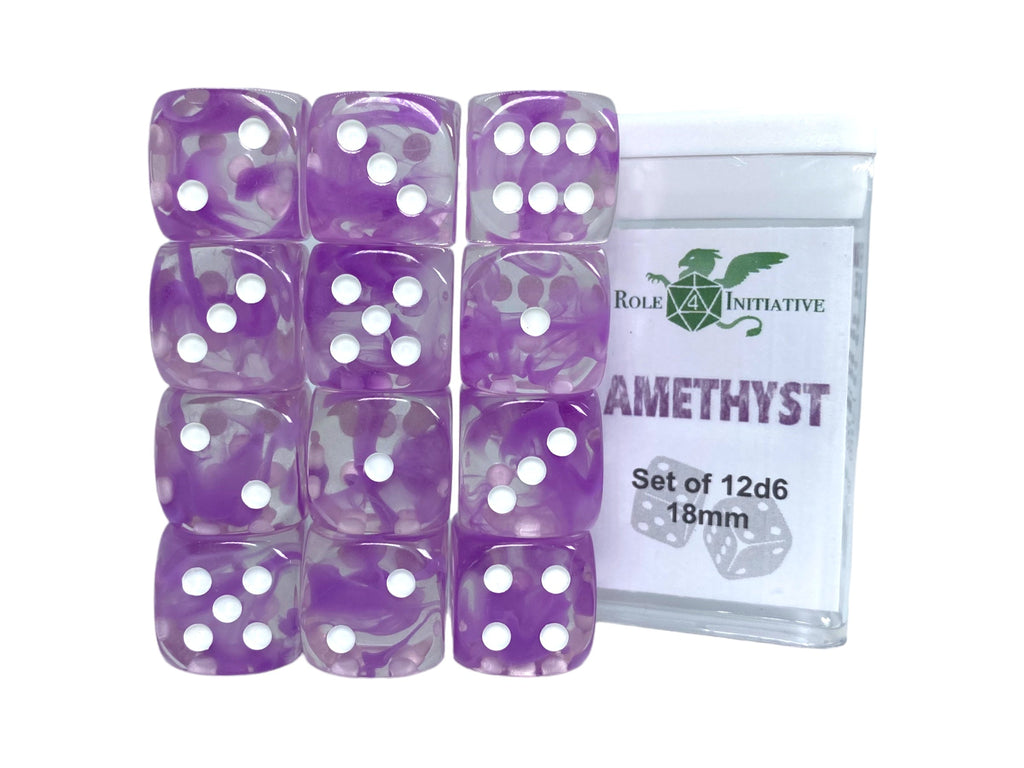 Diffusion Amethyst - Set of 12d6 pips 18mm Dice