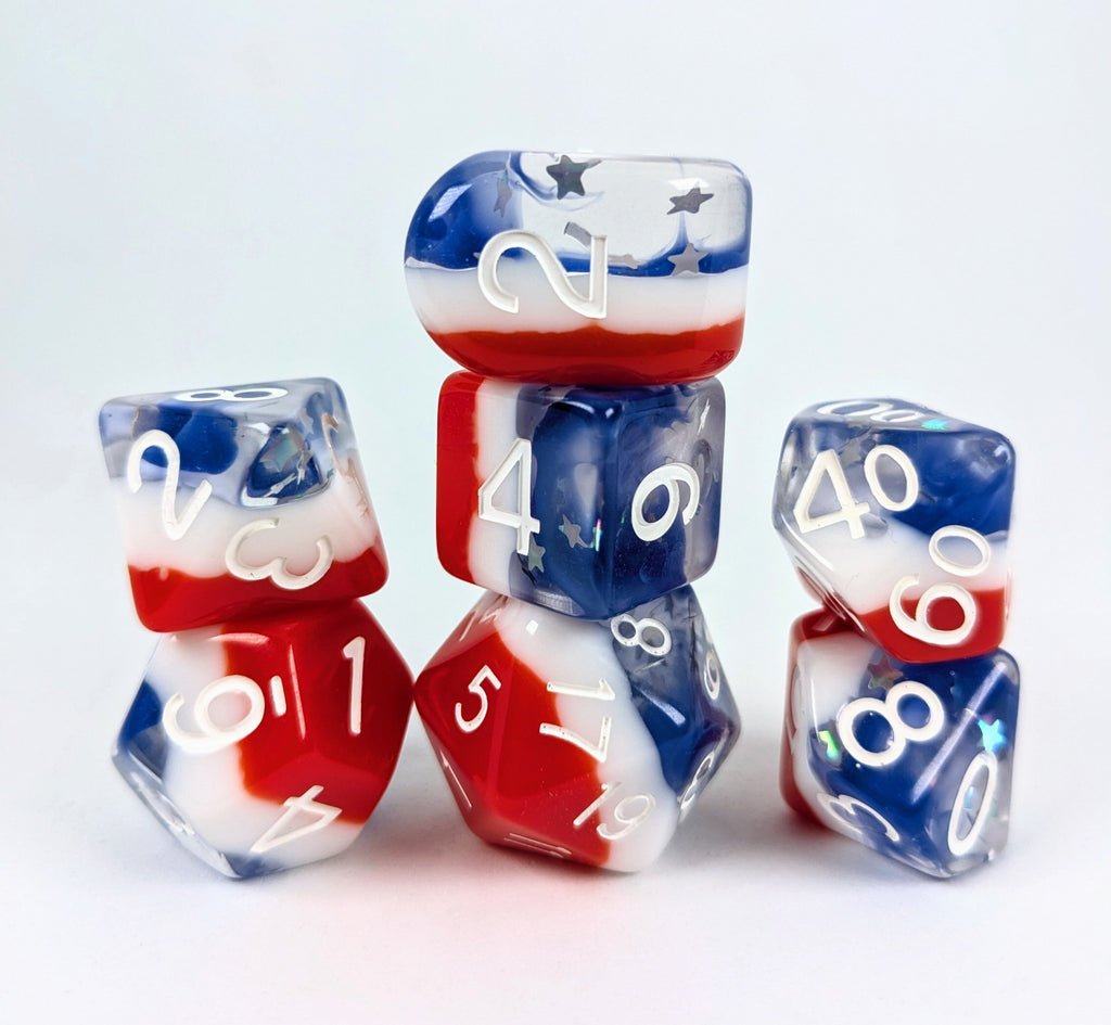 Holi-dice Stars & Stripes set of 7 w/ symbol