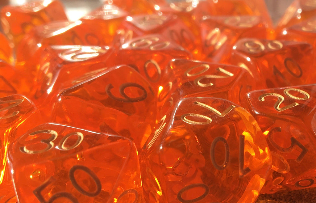 Dice trans orange w/ lt orange cluster