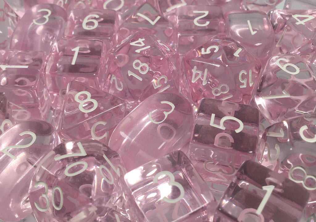 Dice trans pink cluster