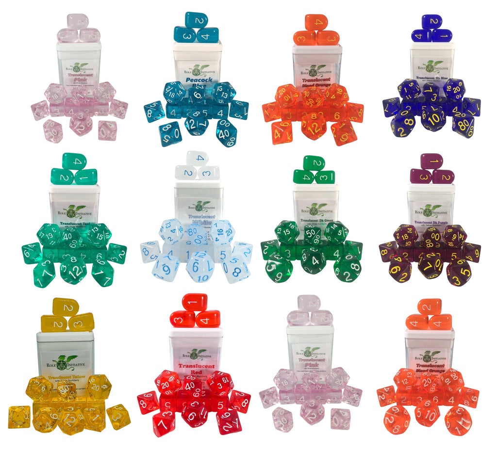 Translucent Dice Sampler Bundle: 12 Sets of 15