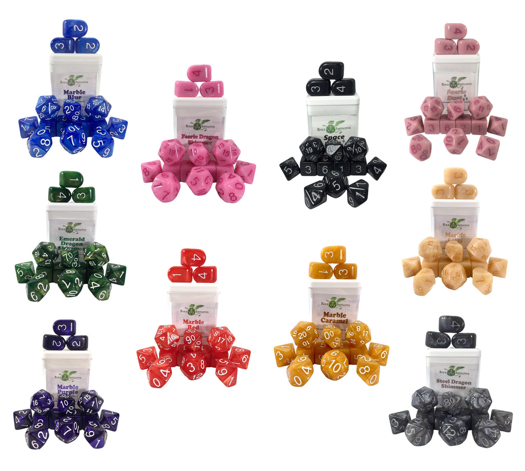 Marble/Shimmer Dice Sampler Bundle: 10 Sets of 15