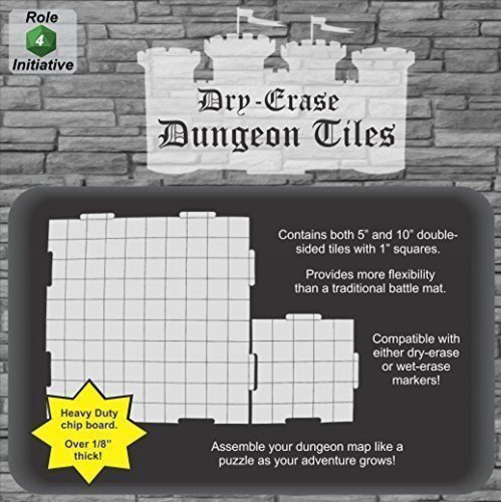 Dry Erase Dungeon Tiles White pack of 5 10 inch and 16 5 inch square tiles